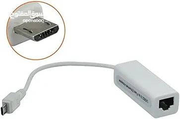  2 بطاقة محول شبكة LAN RJ45 بمنفذ Micro USB 2.0 بـ5 دبابيس الى ايثرنت بسرعة 10/100 ميجابت لكل ثانية