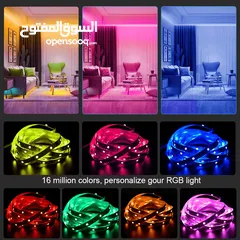  3 LED Strip Light RGB 5050 Flexible Ribbon With App Control حبل انارة ذكي يعمل على الصوت والتطبيق والر