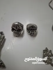  3 خواتم فضه مرصعه باحجار كريمه
