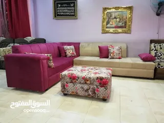  1 عرض خاص كورنر 9 مقاعد مع كنب مزدوجة + بفه + 7 مخدات