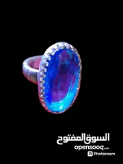  1 خاتم فضة اصلي عيار 925 حجر توباز اصلي مشروط