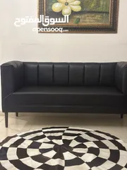  17 طقم كنب جلد اسود matt 3 قطع السعر. 280 دينار