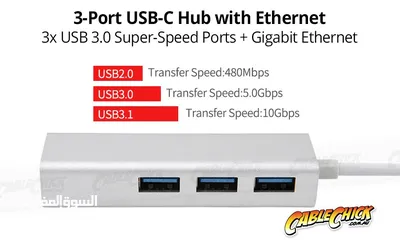  5 Convertor CB-USB3-LAN-HUB From USB 3.0 To Ethernet Gigabit & Hub 3 Port
