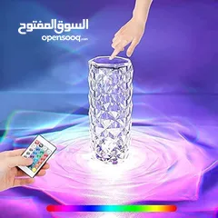  6 Crystal Rose Diamond Touch Lamp LED RGB 16 Colors USB Charging with Remote Table Lamp اضائة زينة