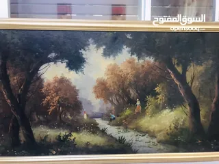  3 لوحة فنية رسم زيتي عالخشب بحالة ممتازة