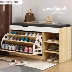  4 خزانة أحذية مع مقعد مريح – قطعة عملية وعصرية بقطعة واحدة رف قلاب واسع + أرفف جانبية لترتيب وتنظيم .