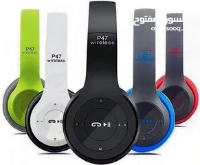  1 أحدث إصدار لسماعات P47 صوت واضح ونقي محيطي ومايك عاليه وشحن يدوم طويلا