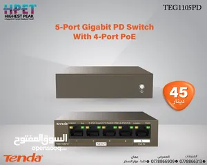  1 Tenda TEG1105PD محول Port-5 Gigabit PD Switch with 4-Port PoE
