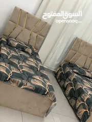  2 Two single sized beds 90*190 color: brown available for sale with Mattress