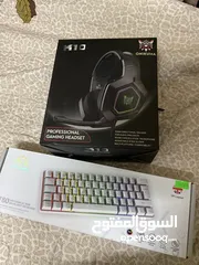 2 كيبورد T60 ماوس ريد دراغون وايرليس وسماعه