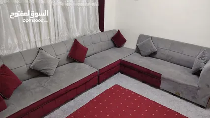  1 طقم كنب 9 مقاعد تفصيل زان وطقم كونر 9 مقاعد تفصيل سويد