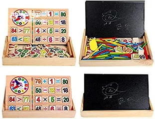  7 صندوق و عيدان و مكعبات خشبيه ملونه تعليم العمليات الحسابيه