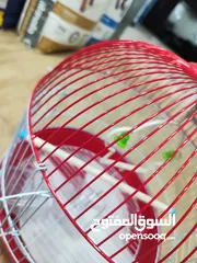  4 قفص الطيور الدائري الأحمر المميز  مناسب لطيور الحب والروز و الفيشر و الجنة
