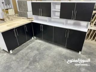  1 كاونتر MDF خشب مترين ارضي وملحق مع سنك متر و20 مرمر .