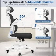  4 كرسي مكتب مريح من رازور، كرسي مكتب شبكي بظهر مرتفع مع دعم قطني ومسند راس قابل للتعديل،