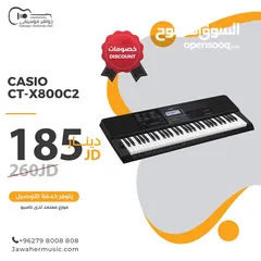  1 Casio CTX-800  Digital Keyboard Touch  مع محول كامل Response, 61 Keys شرقي غربي