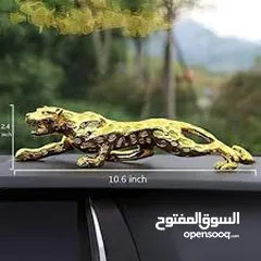  1 منظر فهد ذهبي او فضي ديكور على تابلو السياره او مكتب طول 19 سم