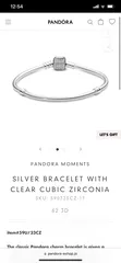  2 PANDORA MOMENTS  SILVER BRACELET WITH CLEAR CUBIC ZIRCONIA