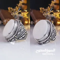  22 ( خاتم فضه ملكي عمل يدوي ) ( مفتول ) عيار 925   ((مرصعه بل العقيق اليمني الاحمر و المشجر و غير ))