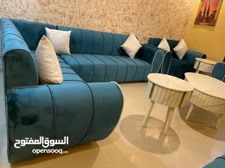  10 عرض خاص كورنر 9 مقاعد مع كنب مزدوجة + بفه + 7 مخدات