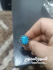  2 خاتم فيروز سيناوي فضة ايراني 925 ومجموعة من أحجار الفيروز السيناوي