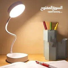  1 تيبل لمب لمبة مكتب LED مرنة - 3 مستويات إضاءة، USB، صديقة للعين (أبيض أنيق)  lamp table