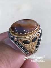  23 خواتم عقيق يمني مع فضه تركي