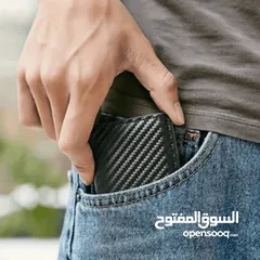  19 محافظ رجالي حجم صغير جلد صناعي وحافظة بطاقات لون اسود كاربون فايبر