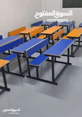  1 مقاعد مدرسيه مزدوجة مع مفرد حديد ثقيل وخشب ماليزي جميع الأوان