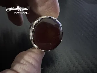  3 خاتم عقيق كبدي نادر