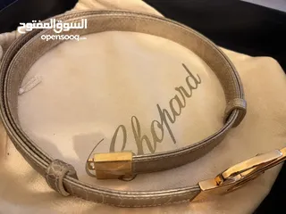  4 حزام  Chopard Chopard Metallic Gold Python Embossed Leather Miss Happy Belt 115CM
