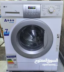  1 غسالتين ال جي 7 كيلو  انفيرتر لون ابيض بحاله ممتازه جدا الوحدة