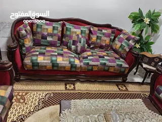  4 طقم كنب خشب زان محفر فخم تنجيد جديد.... حجم جامبو 7مقاعد ....مريح للظهر والجلوس