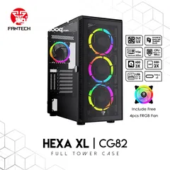  1 Fantech AERO XL CG81 Full Tower Case with 4 Free RGB Fan كيس للكمبيوتر بشكل أنيق وتبريد ممتاز وجودة