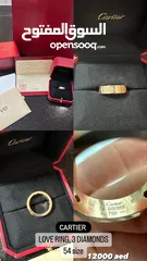  3 Cartier Love 18k Yellow Gold Band Ring, 54 size