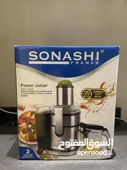  3 عصارة سوناشي الفرنسية 500 W، لعصر جميع أنواع الفواكه والخضار (مستعملة بشكل بسيط جدا)