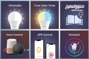  4 مصباح إضاءة ذكي سونوف يعمل مع اليكسا جوجل هوم SONOFF Wi-Fi Smart Led Bulb ALEXA GOOGLE