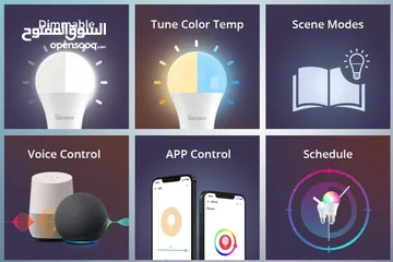  4 مصباح إضاءة ذكي سونوف يعمل مع اليكسا جوجل هوم SONOFF Wi-Fi Smart Led Bulb ALEXA GOOGLE