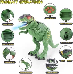  4 PESUMA – Robot dinosaure T rex, jouets pour enfants ,marche avec lumière LED, Projection rugissante