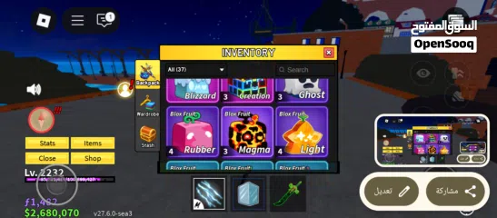  6 حساب بلوكس فروت للبيع و فيه اشياء في ماب المزرعة  فيه دبل موني و دبل ماستري و دارك بليد و دبل مساحة4