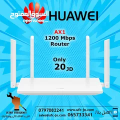  1 راوتر Huawei AX1 بسرعة  AC1200مخصص للسرعات العالية وانترنت الفايبر بمداخل Gigabit