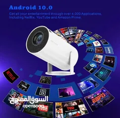  1 جهاز العرض بروجكتر يغنيك كليا علي الشاشة بدقة يعمل بنظام Android TV & ios