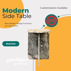  3 Travertine Modern Design Side Tables Available