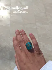  6 خاتم فيروز ايراني نيشابوري شجري عنكبوتي طبيعي natural nishapuri turquoise feroza ring