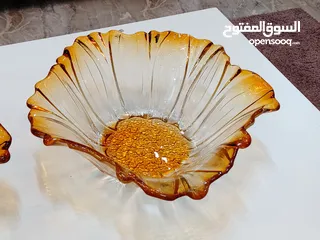  2 زجاجية عتيقة من إنديانا، مكون من 2 قطع، مزين بنقشة زهور القطيفة