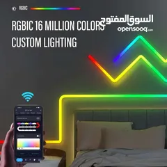  1 RGBIC LED مصباح حائط ذكي مزود بتقنية Bluetooth/Wi-Fi مع إمكانية التحكم في الموسيقى وتوقيت DIY ضوء لي