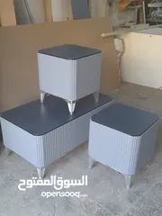  7 طاولات وسط خشب ودهان مكون من ثلاث قطع او حسب الطلب جميع احجام مع إمكانية تغير الون