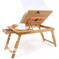  8 طاولة ومروحتين لتبريد لابتوب مصنوعة من الخشب الزان