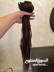  8 شعر طبيعي 100/100 جديد غير مستعمل (كلبسات 8 قطع ) لون بني