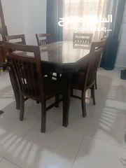  1 طاوله سفره وبوفي استعمال عرسان شبه جديد